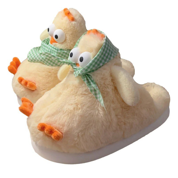 Cute 3D Yellow Chick Plush Slippers