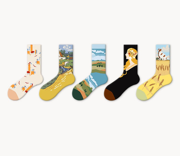 Vintage Art Print Crew Socks