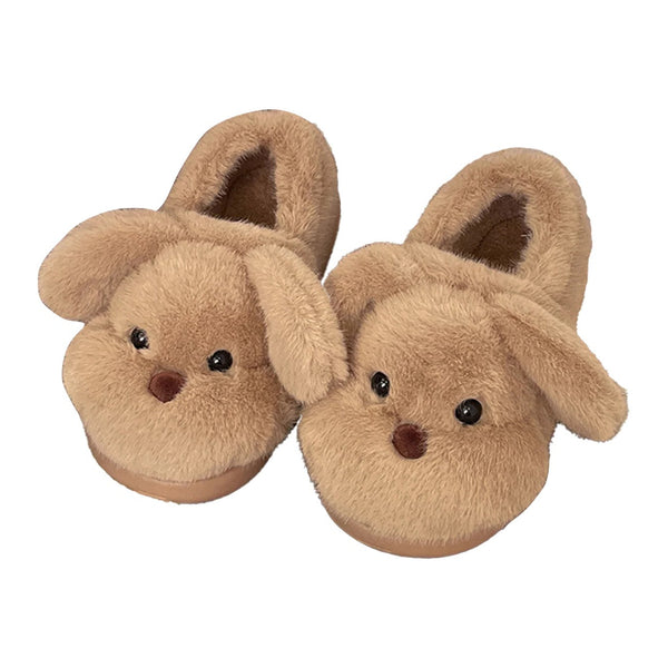 Cute Dog Plush Slippers for Women – Warm Full-Toe Indoor & Outdoor Comfort Shoes