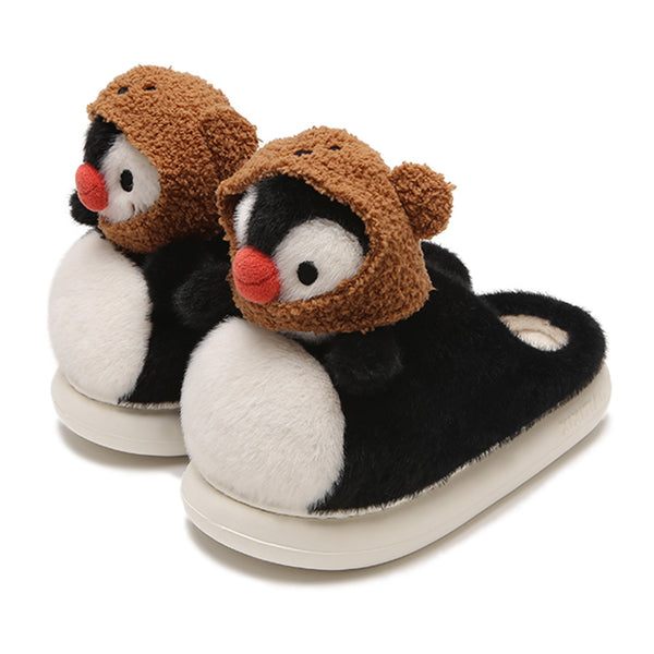 Cute Penguin Plush Slippers – Warm Cozy Indoor Shoes