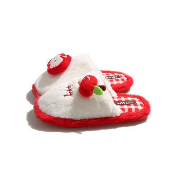Cute Apple Plush Slippers