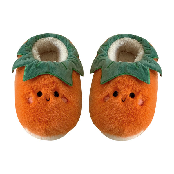 Warm Tomato Plush Slippers – Cute Non-Slip Indoor Shoes for Women