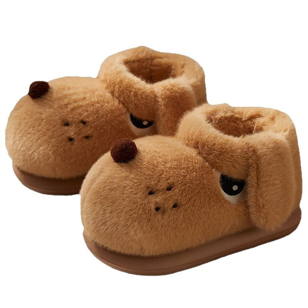 Cute Dog Plush Slippers – Warm Full-Heel Indoor  & Outdoor Non-Slip House Shoes for Women & Couples
