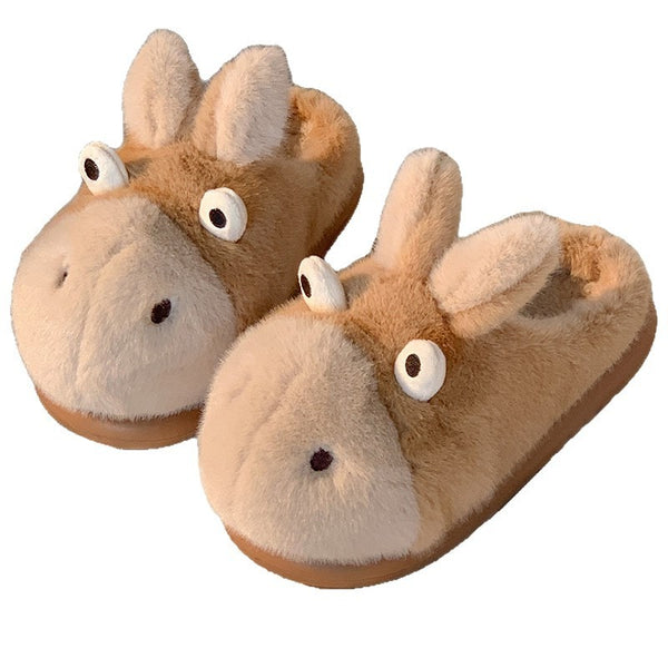 Cute Donkey Plush Slippers – Warm Thick-Sole Indoor/Outdoor Winter Shoes for Couples
